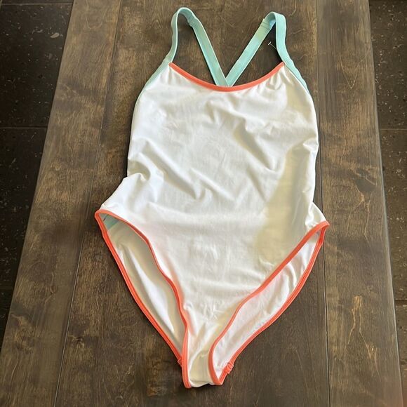L *Space Maniac Retro White One Piece Swimsuit Sz- - Picture 10 of 11